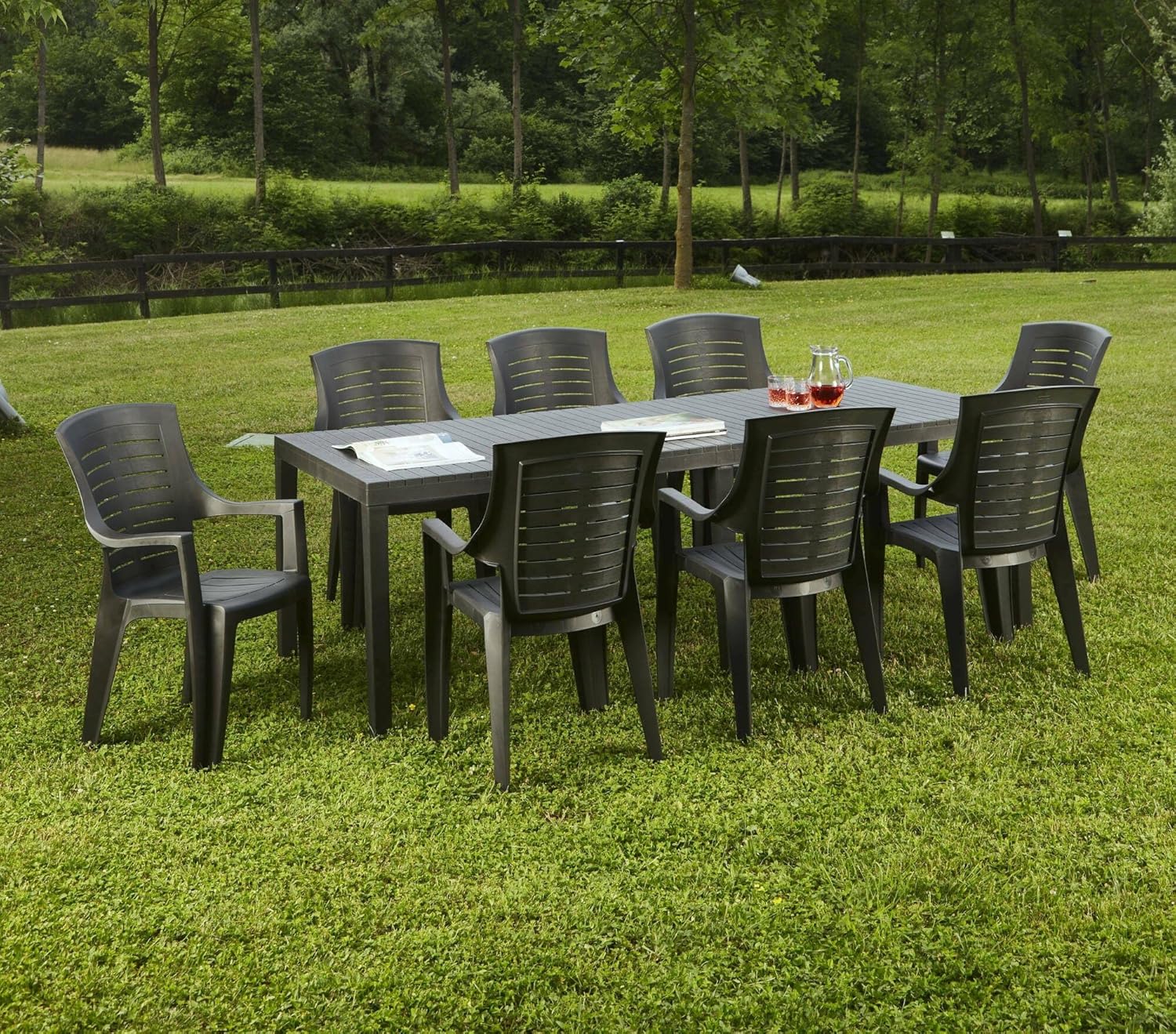 Dmora - Gartentisch Susa, Rechteckiger ausziehbarer EssRegal, ausziehbarer Gartentisch, 100 % Made in Italy, 150x90h72 cm, Anthrazit