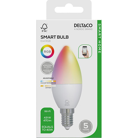 Deltaco LED pære 4,9W - smart lys