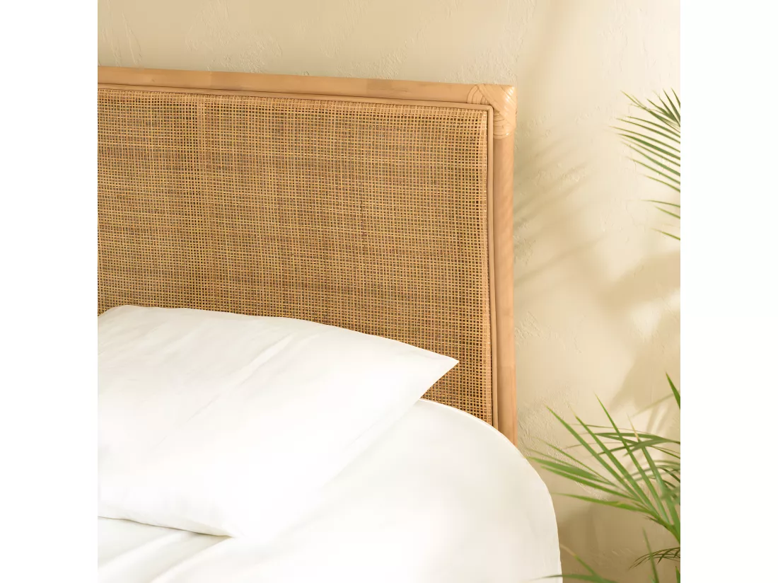 KALLY - Tête de lit rect. 140/160cm 'cannage' rotin couleur brun miel