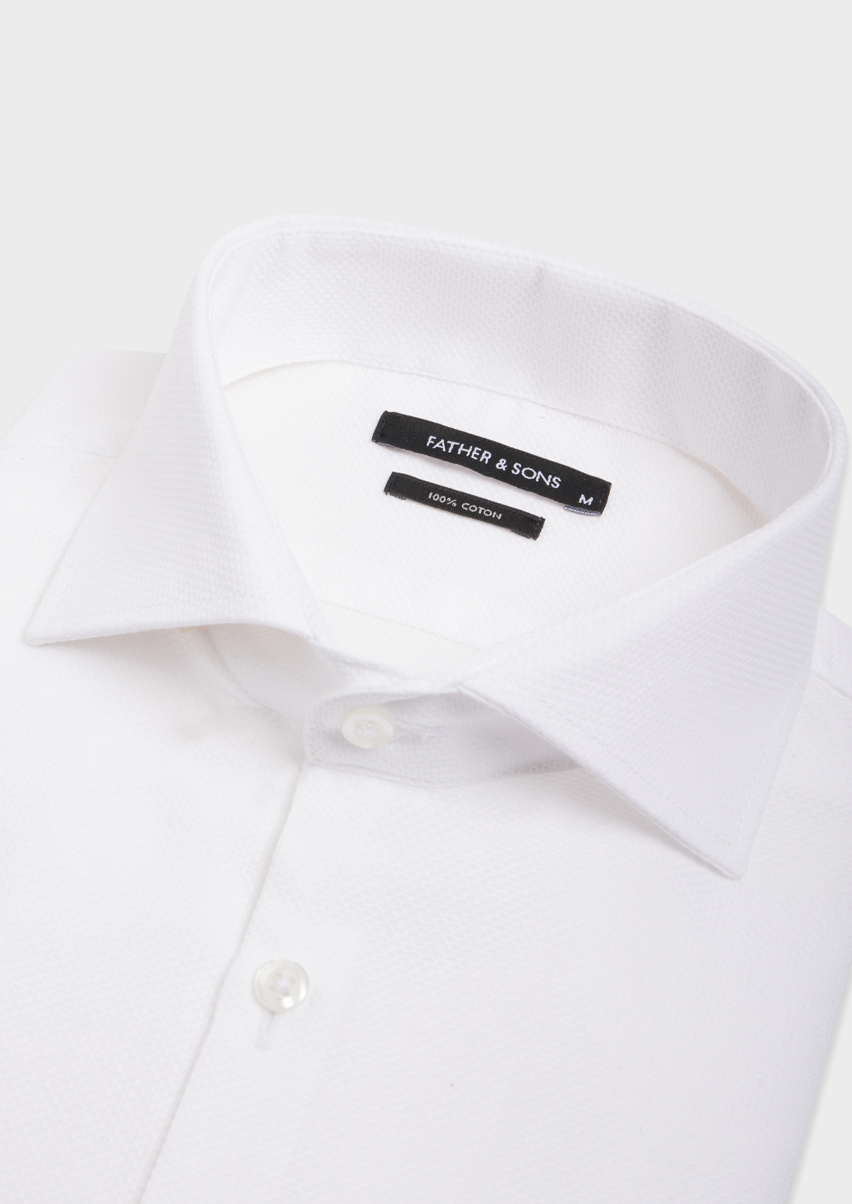 Chemise habillée Slim en coton bio façonné uni blanc