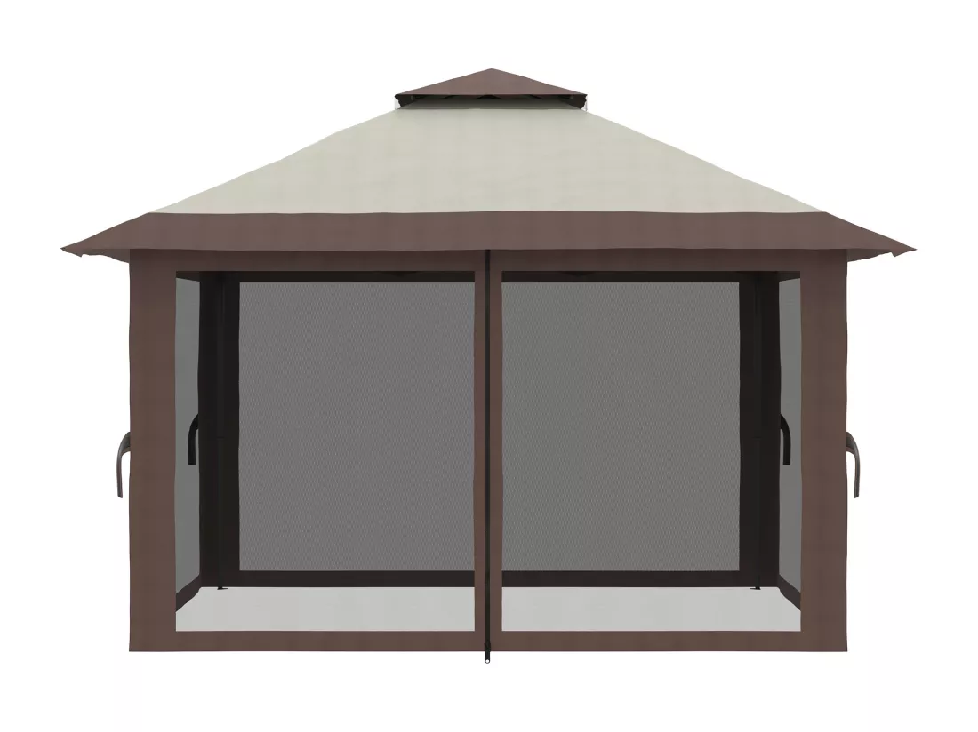 Tonnelle barnum de jardin pop-up pliant 3,92L x 3,92l x 2,83H m sacs de lestage et transport inclus beige