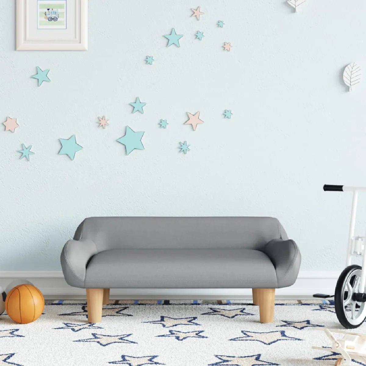 vidaXL Canapé enfant - Gris clair