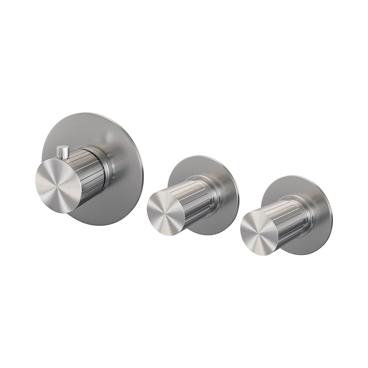 Brauer Stripe inbouw badkraan met badvulcombinatie en staafhanddouche RVS geborsteld PVD
