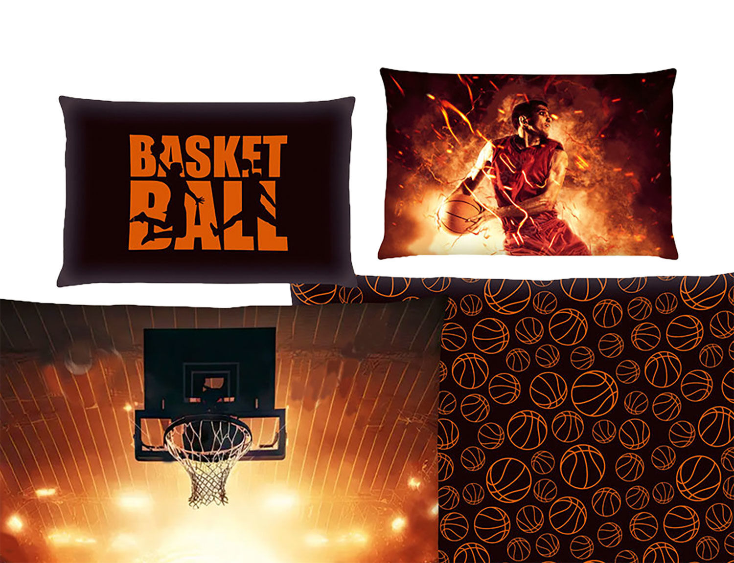 Bettwäsche mit glühendem Basketball