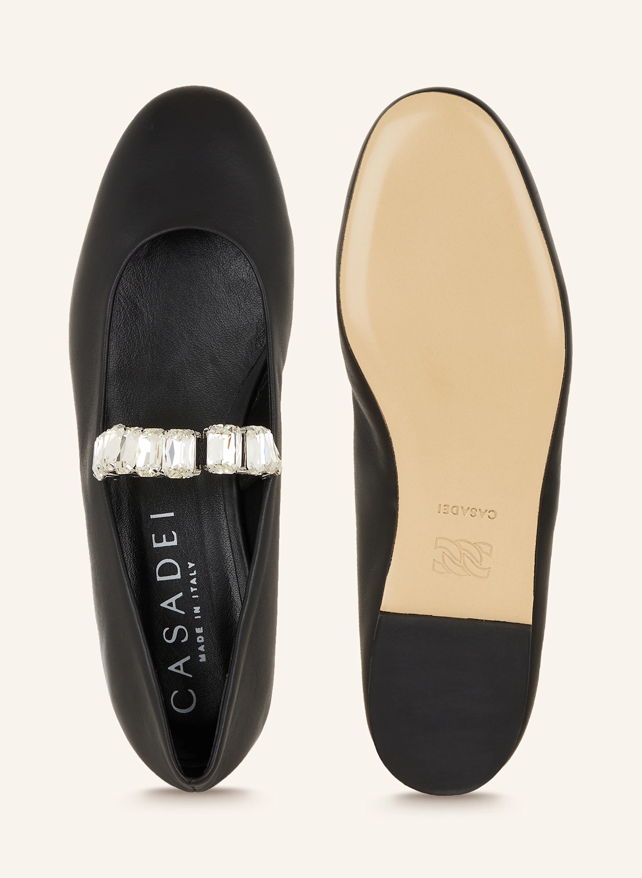 CASADEI Mary-Jane-Ballerinas CRYSTAL mit Schmucksteinen
