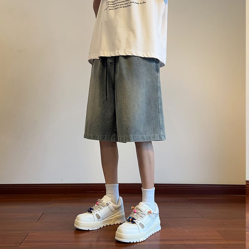 Posive - Gewassen denim shorts met trekkoordtaille