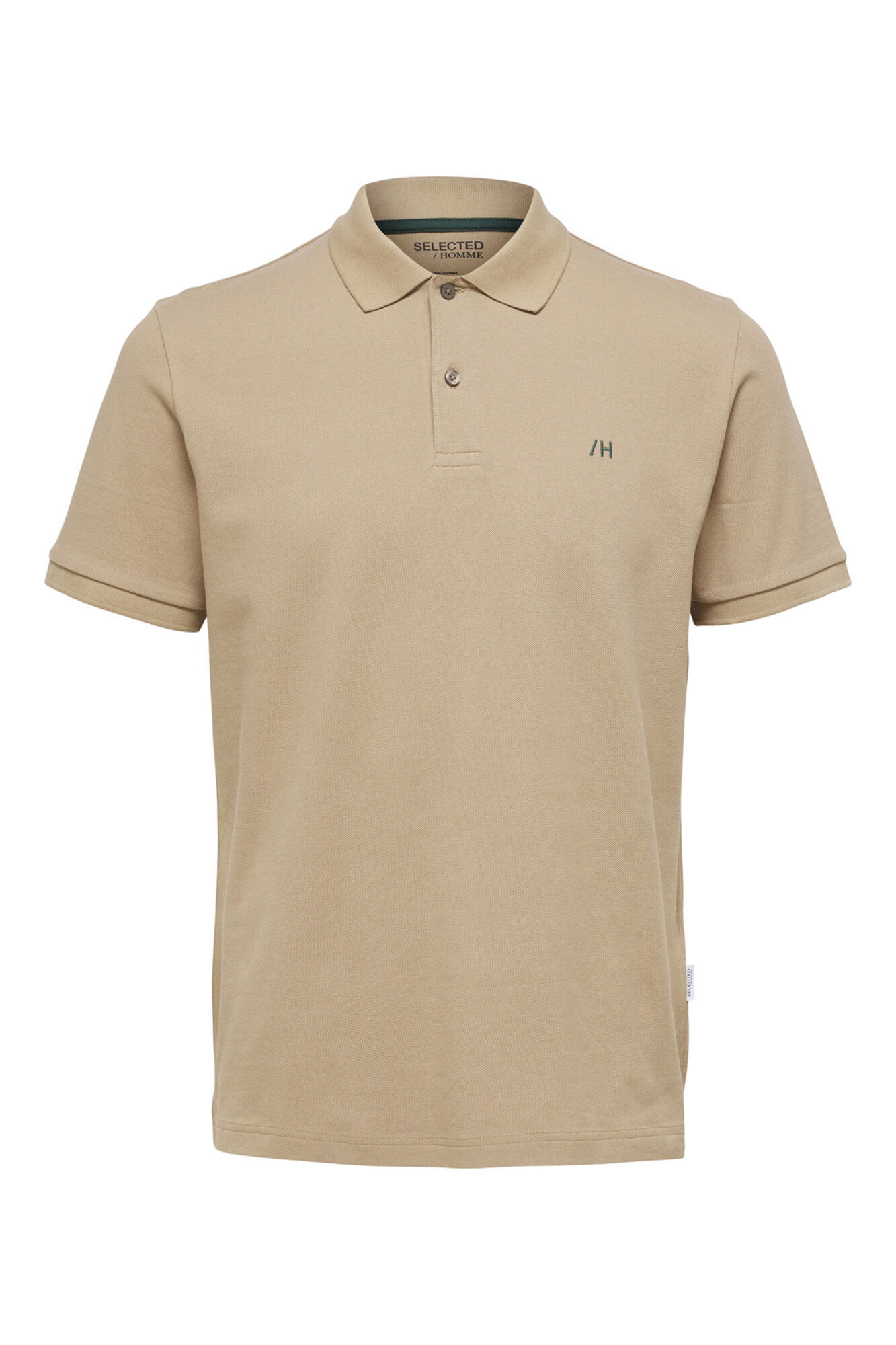 Camisa polo de manga curta com logotipo bordado, 100% algodão orgânico - Verde