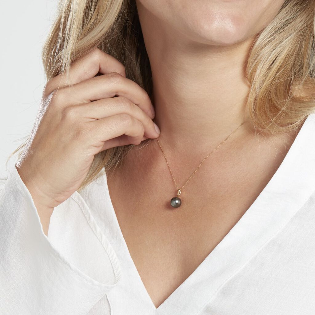 Collier Jodocus Or Jaune Perle De Tahiti Oxyde Zirconium