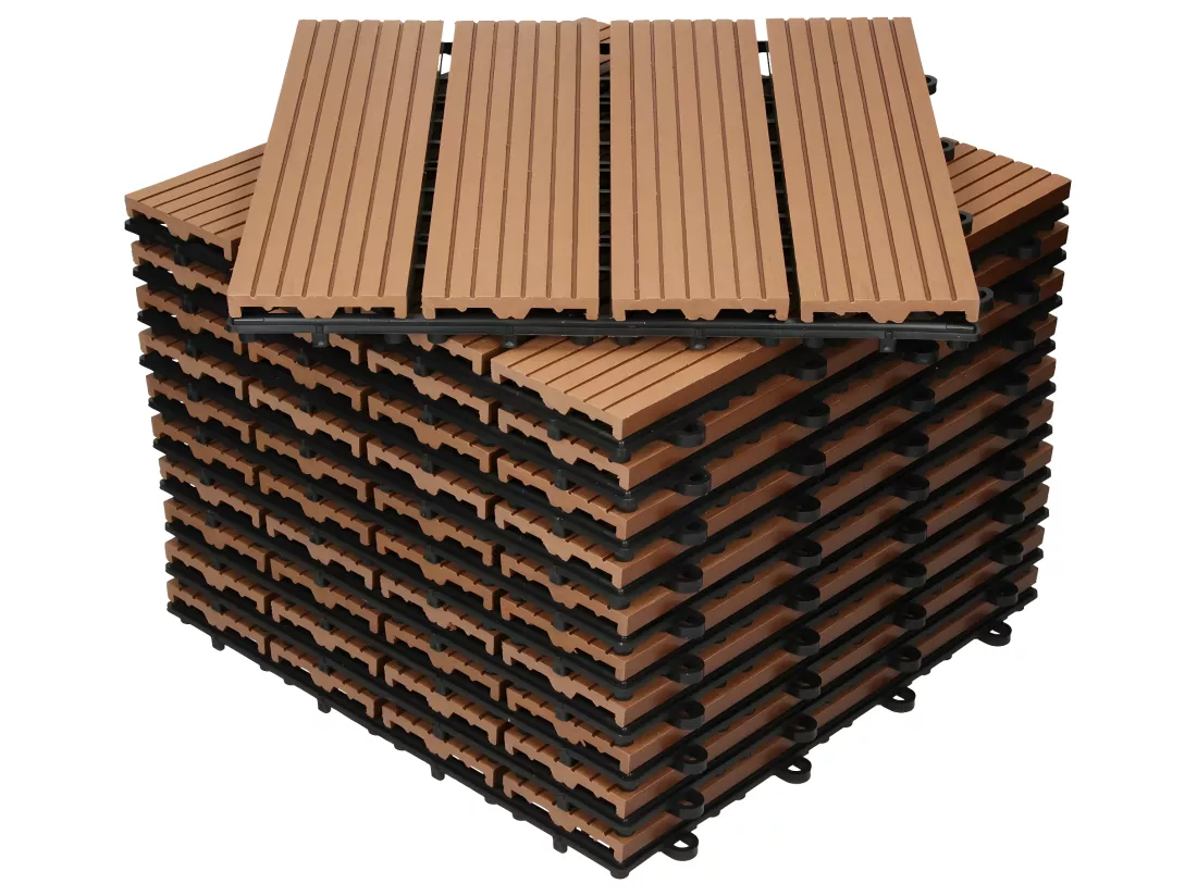 ECD Germany WPC Carreaux 30x30 cm - 55 Pièces par 5m² - avec Aspect Bois - Marron Clair - avec