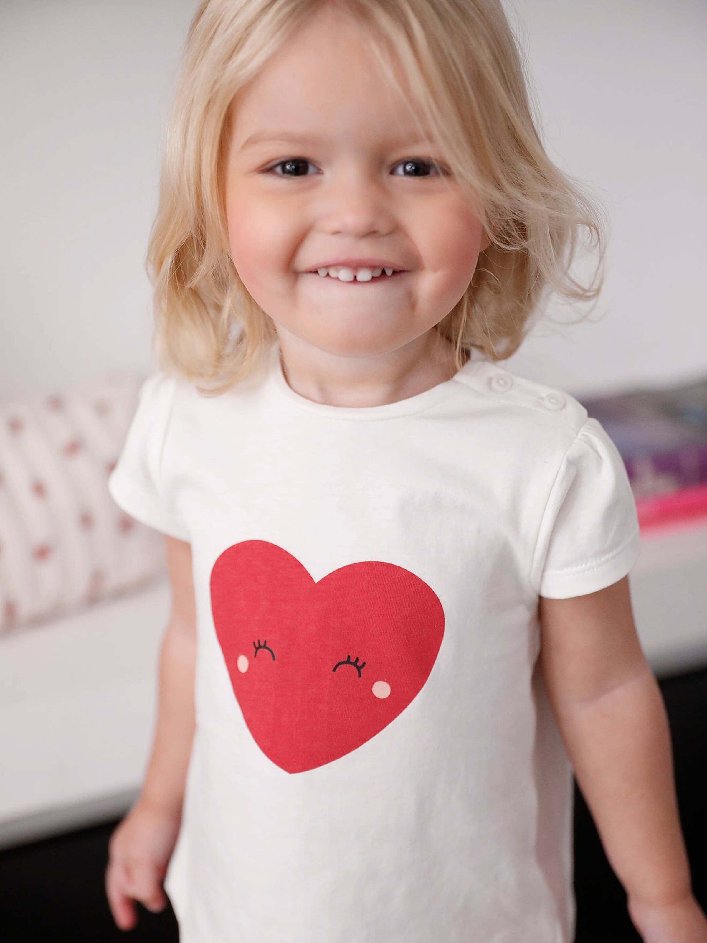 Vertbaudet Bio-Kollektion: 3er-Pack Mädchen Shirts BASIC, Langarm & Kurzarm rot gestreift