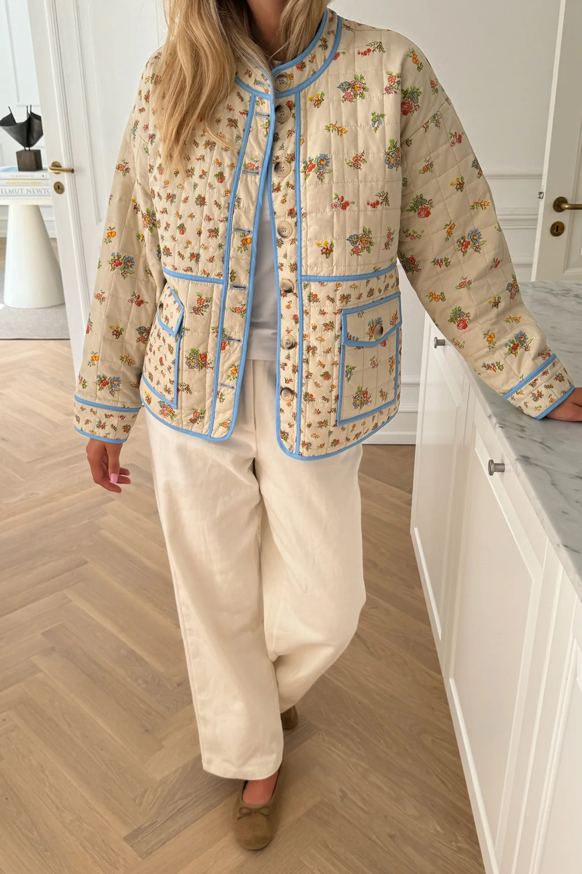BYIC Emmyic Quilted Jacket bmfp beige multicolor flower print