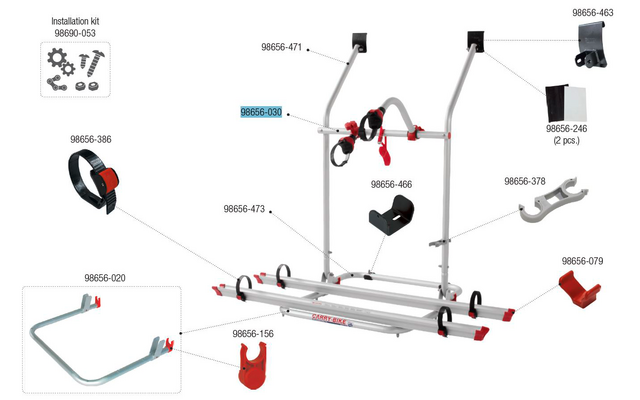 Fiamma Tragestruktur Kit passend für Carry Bike VW T3 - T25 - Fiamma Ersatzteilnummer 98656-030