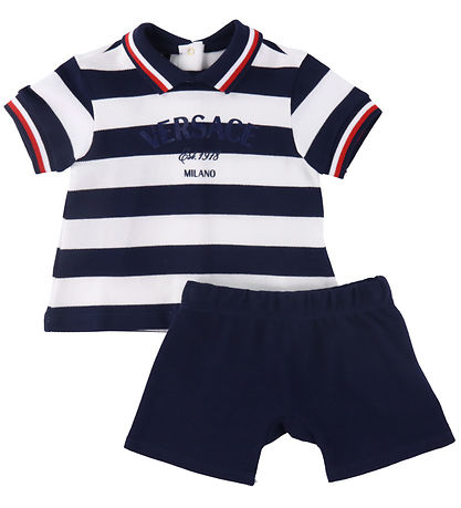 Versace Polo/Shorts - Navy/Weißer Streifen