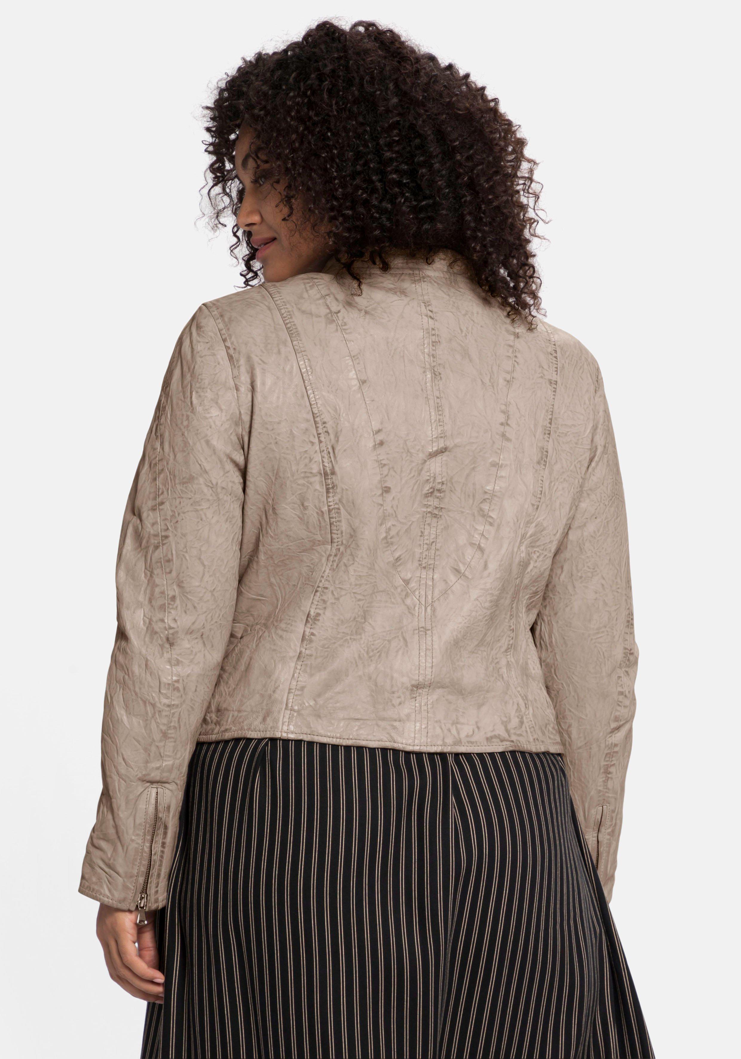 Lederjacke aus Lammnappa mit Crinkle-Effekt