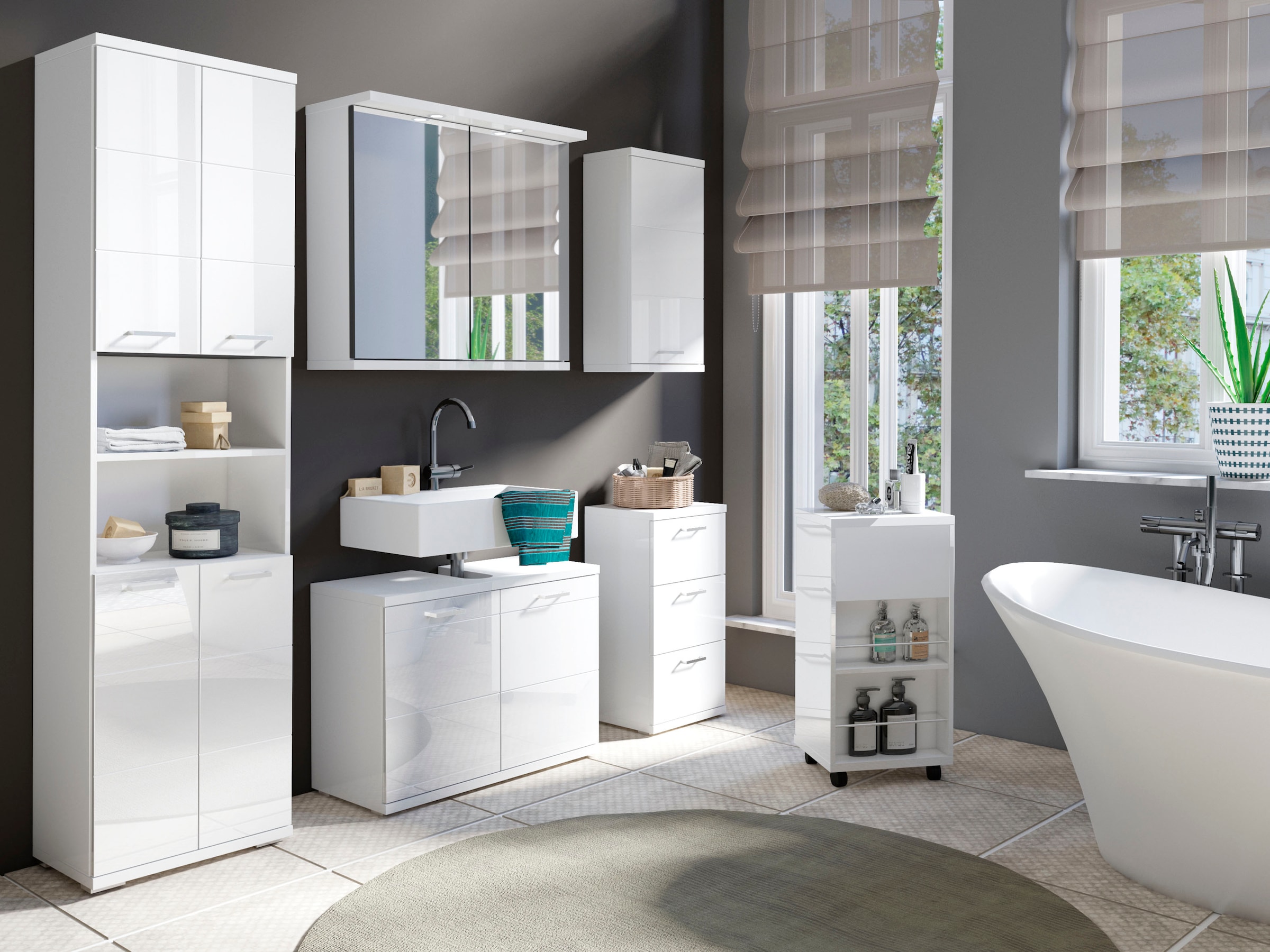 byLIVING Hochschrank »Nebraska« Breite 50 cm, Badezimmerschrank mit Metallgriffen, viel Stauraum