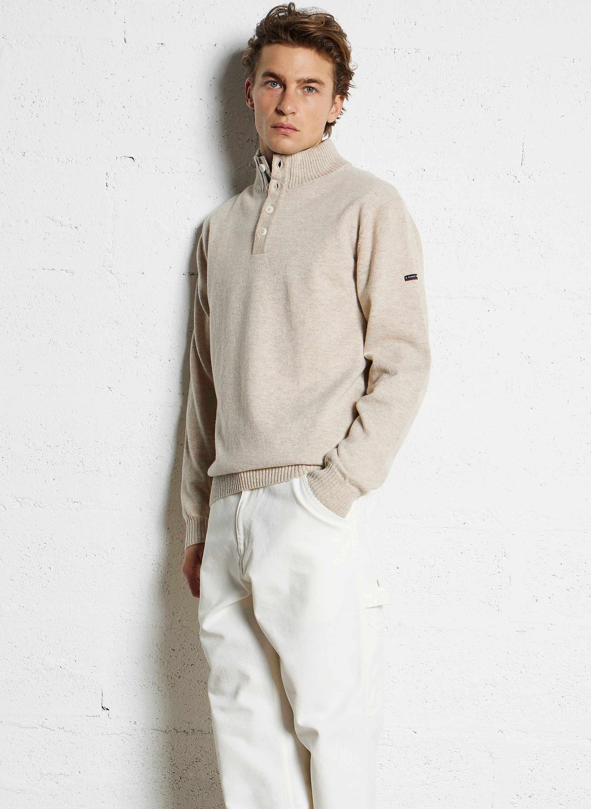 Pull col camionneur regular-fit en laine | Multicolore