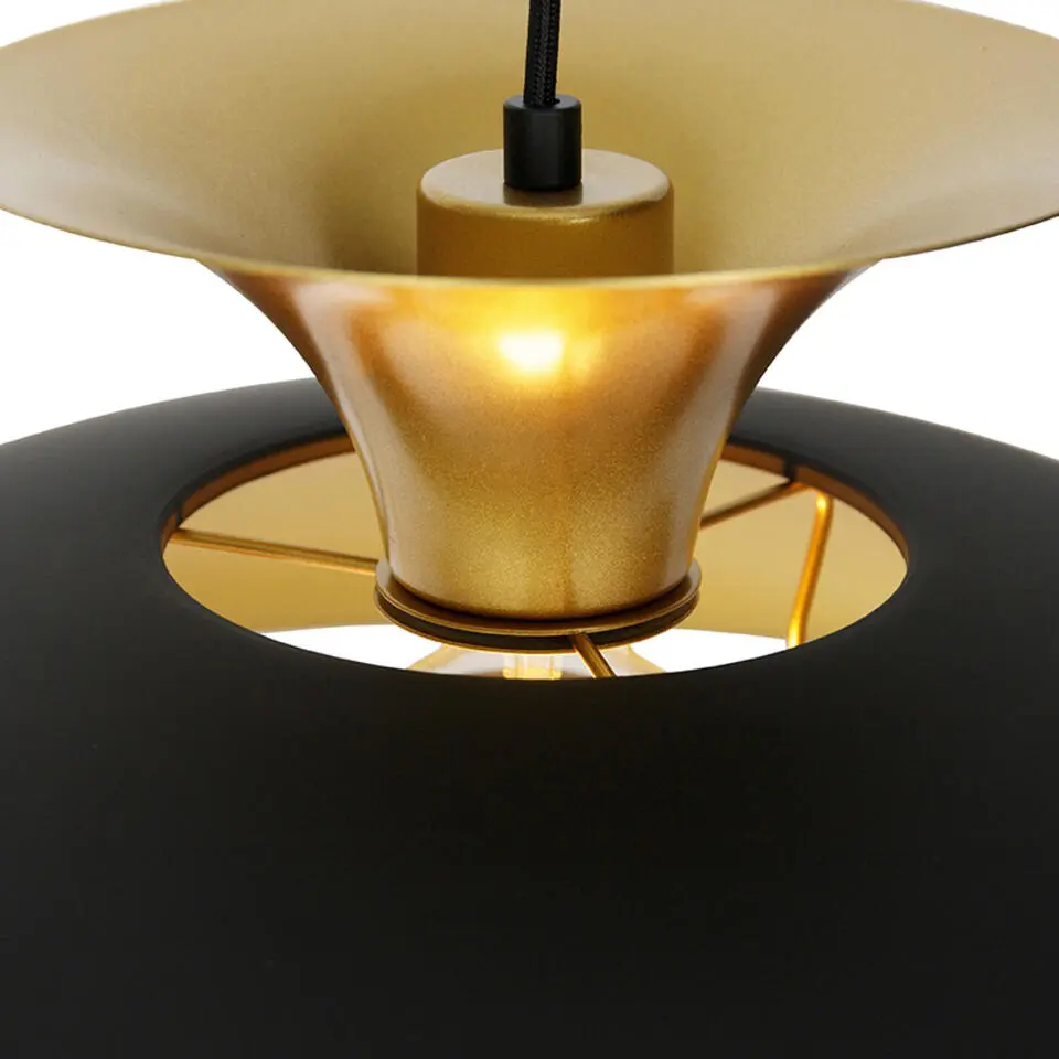 Qazqa hanglampen titus zwart e27