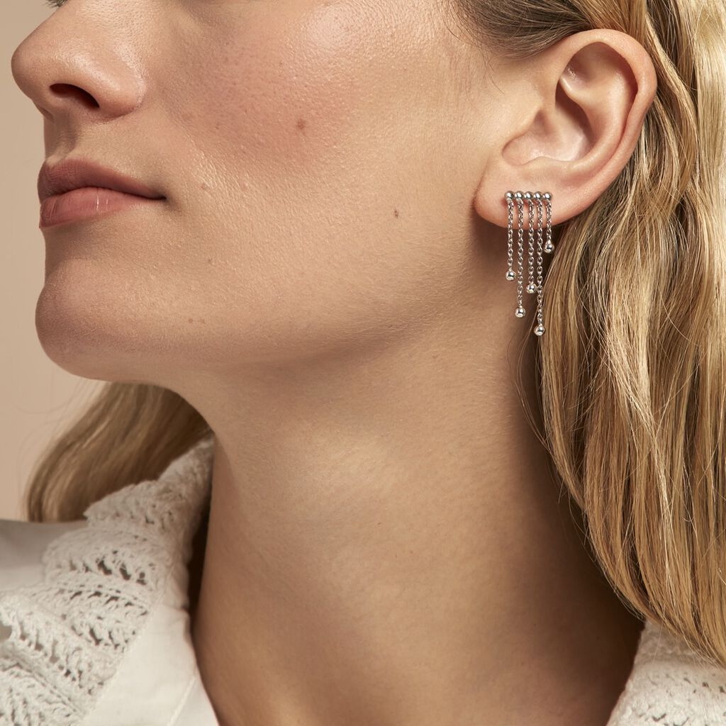 Bijoux D'oreilles Fancy Argent Blanc