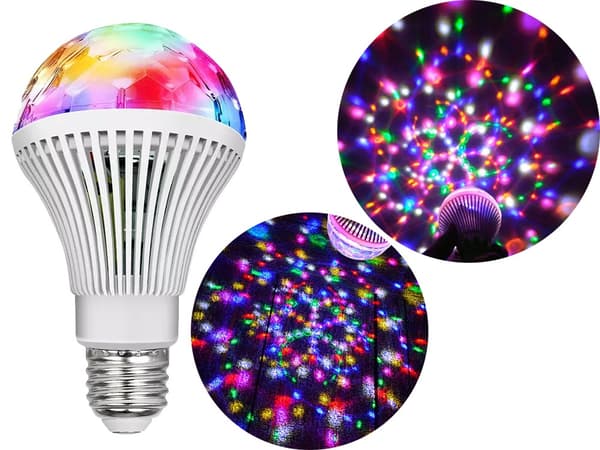 RGB LED-lampe E27 sokkel - Roterende discolampe – Disco