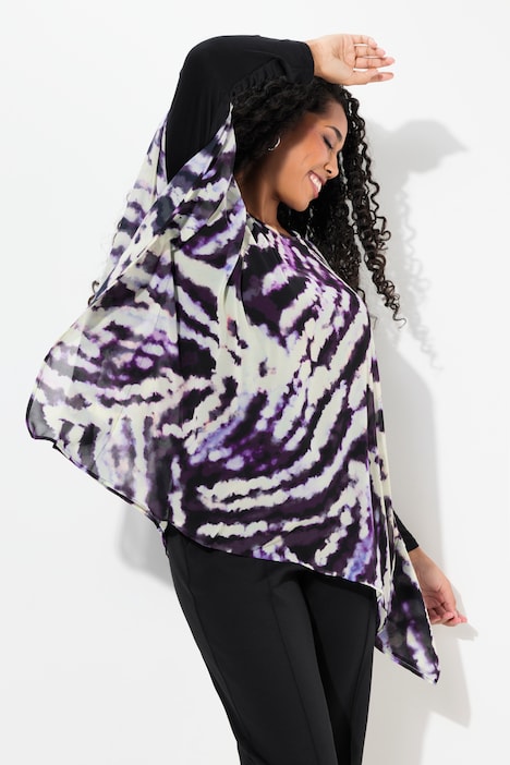 Tunika, doppellagig, Oversized, Rundhals, 3/4-Arm
