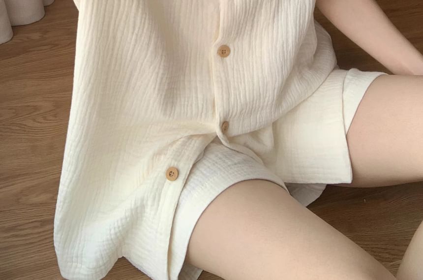 GOUB - Pyjamaset: effen shirt met korte mouwen + korte broek
