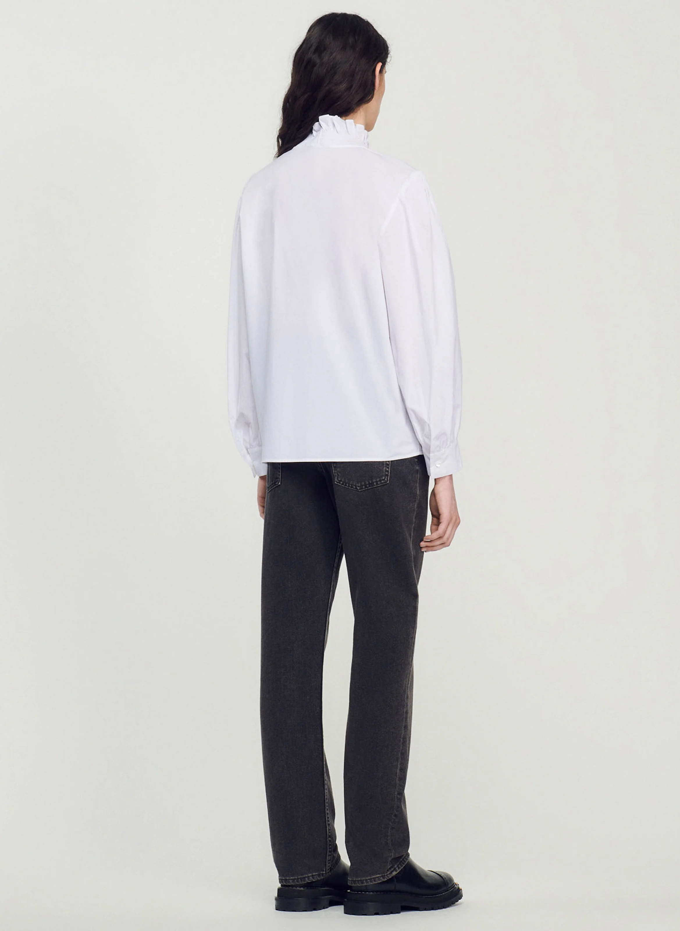 Chemise col fantaisie en coton | Blanc