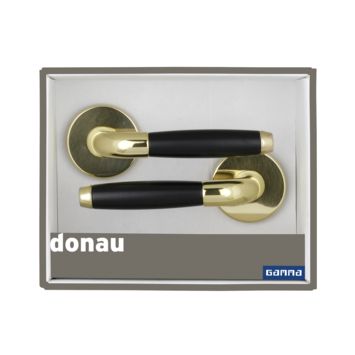 Gamma deurkruk set Donau rond rozet messing glans