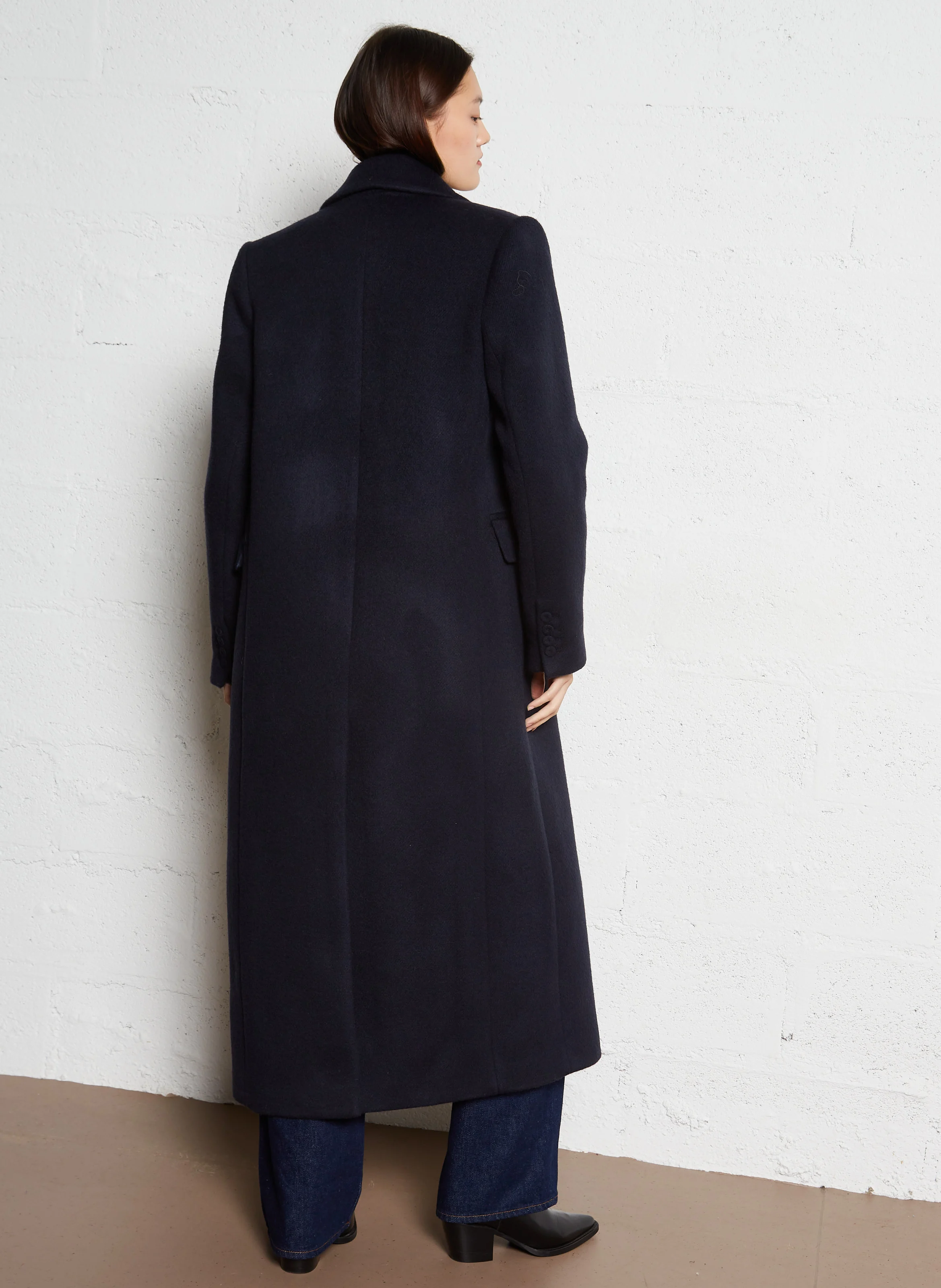 DARBY - Manteau long en laine mélangée | Bleu