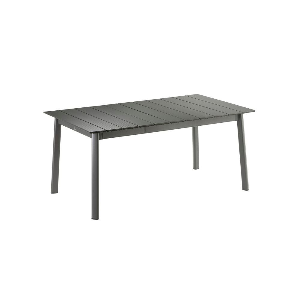 Set 1 ausziehbarer Gartentisch und 6 Gartenstühle Oron Aluminium-Latten Safran