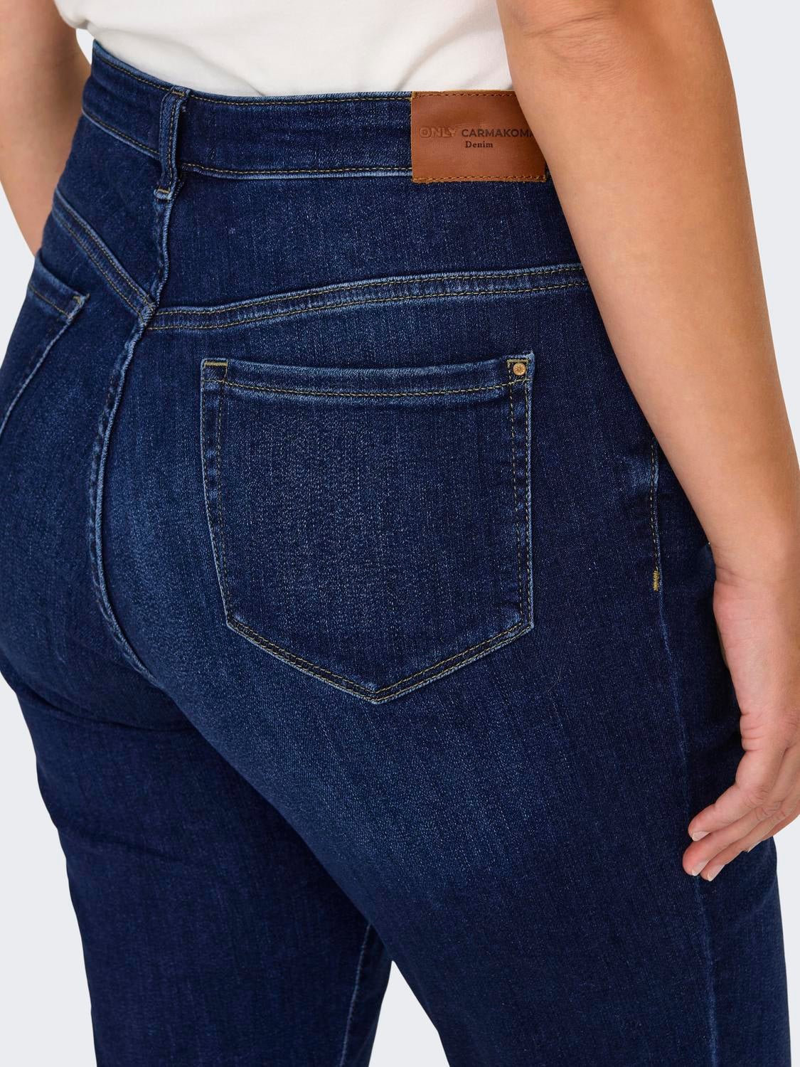 CARSUI Mittlere Taille Slim Fit Jeans Dark Blue Denim