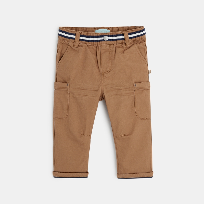 Pantalon toile chevrons multipoches marron bébé garçon
