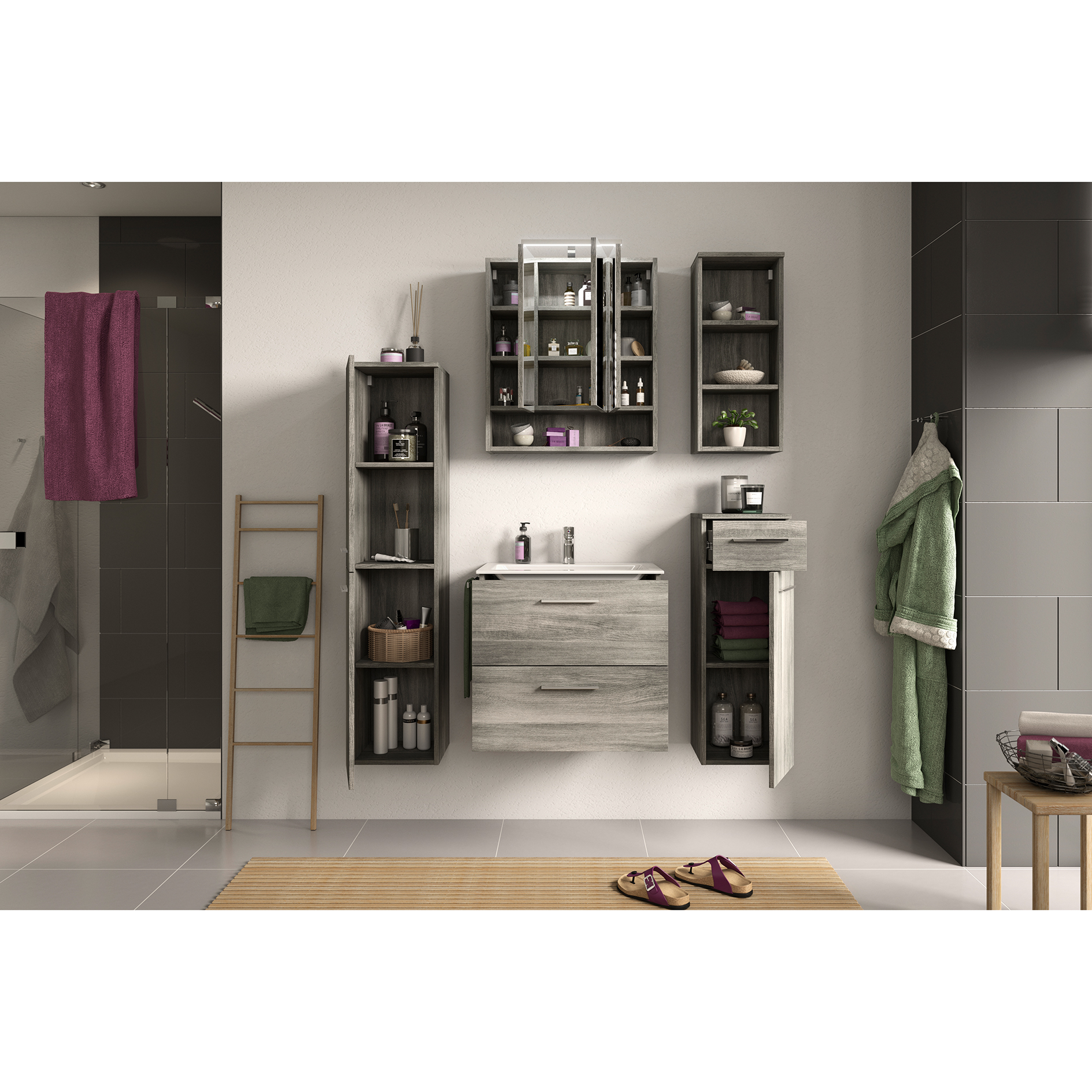 Hängeschrank YORK - Rauchsilber - 30 cm