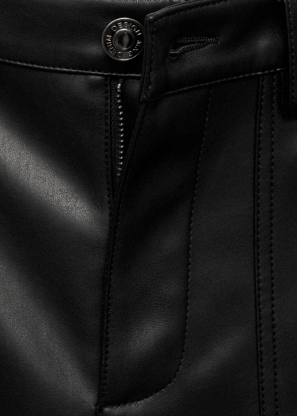 MANGO TEEN imitatieleren broek zwart