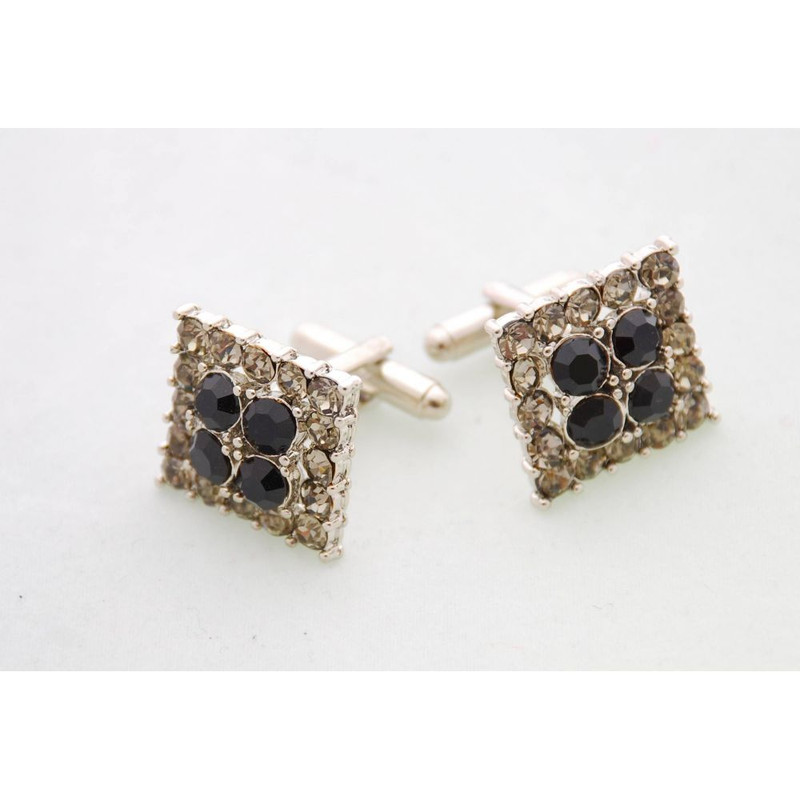 Boutons de manchette, EREBUS Noir, Cristal Swarovski