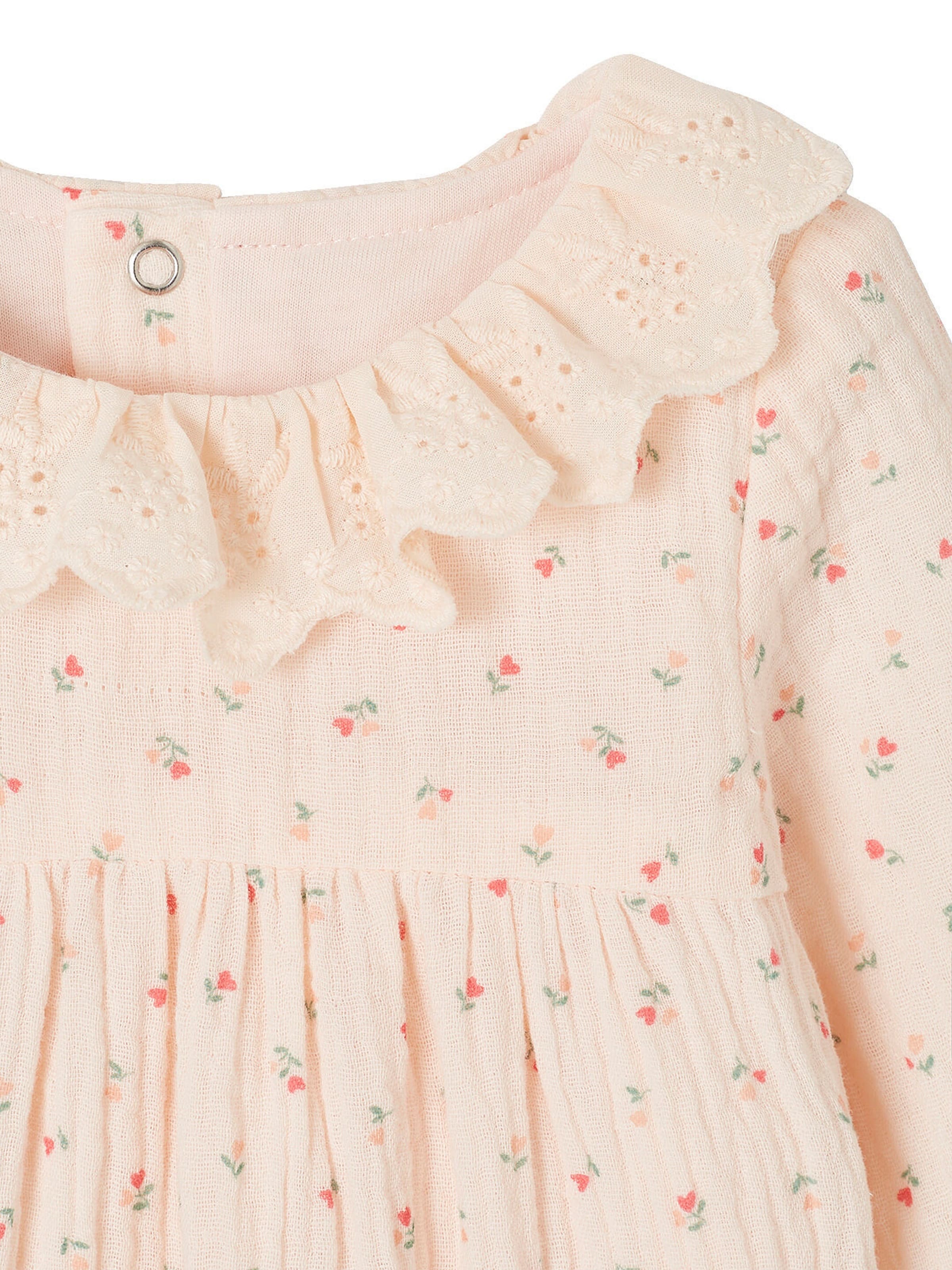 Vertbaudet Mädchen Baby Overall, Lochstickerei hellrosa
