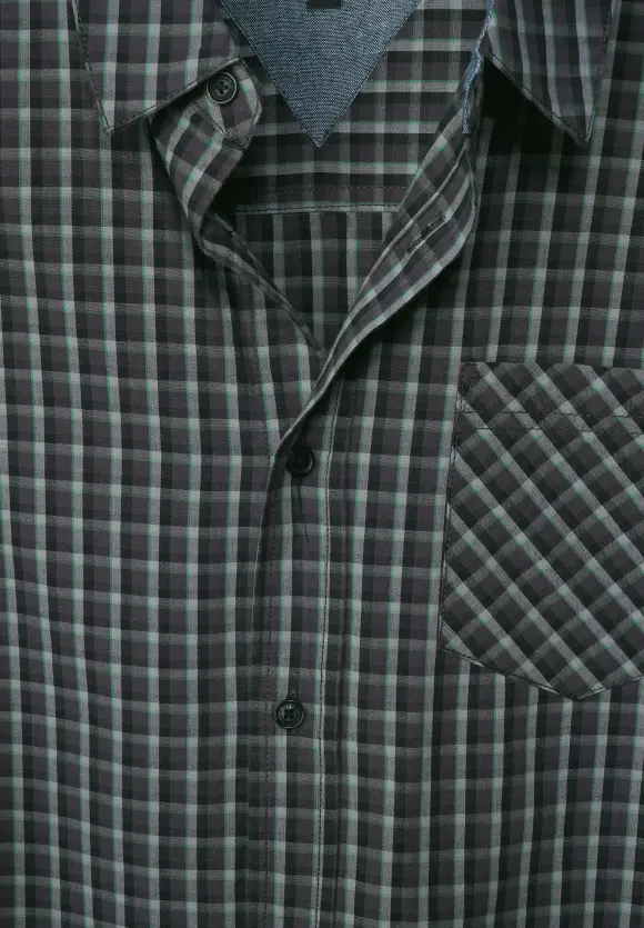 Popeline Hemd mit Karomuster - dark green