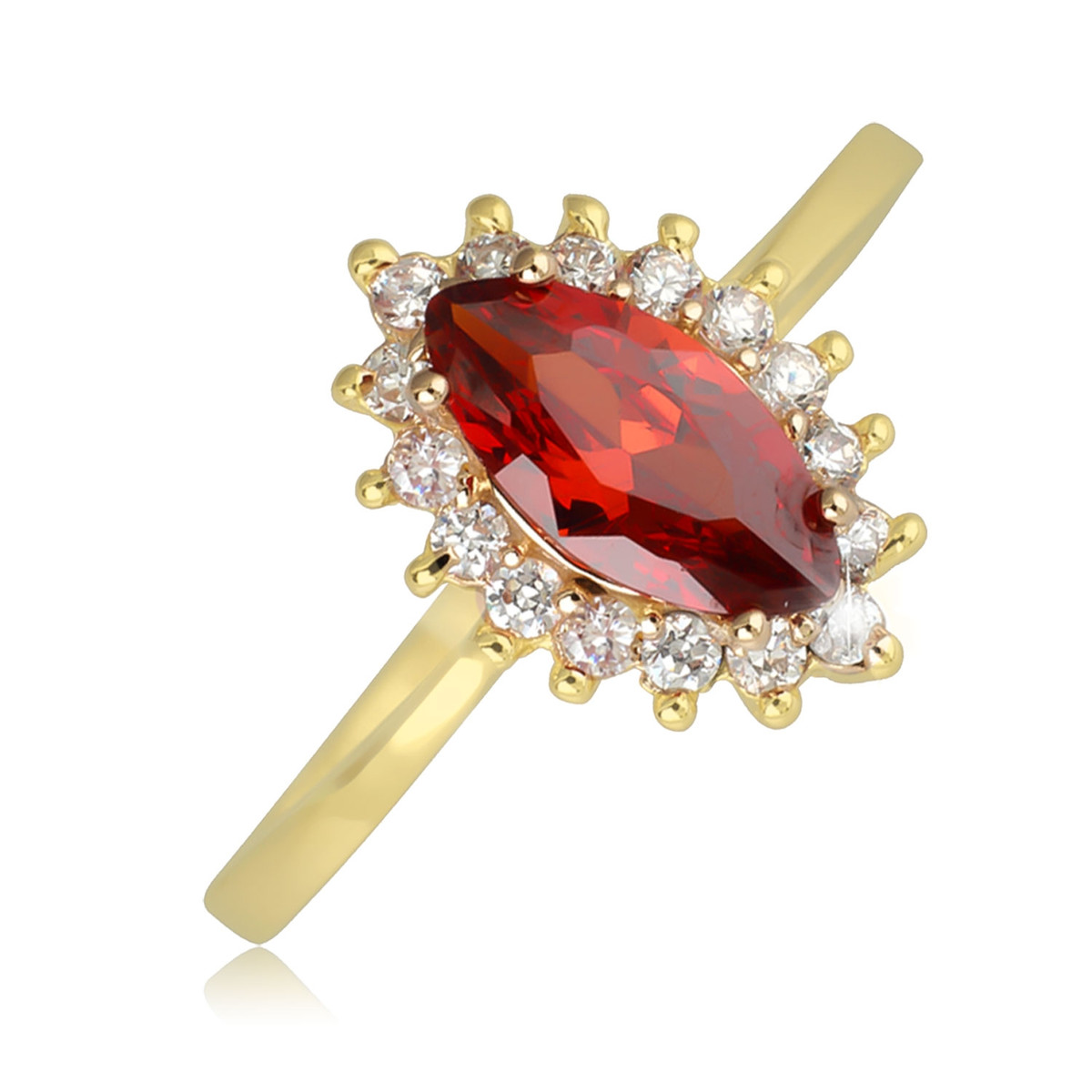 Bague plaqué or marquise grenat avec cubic zirconia