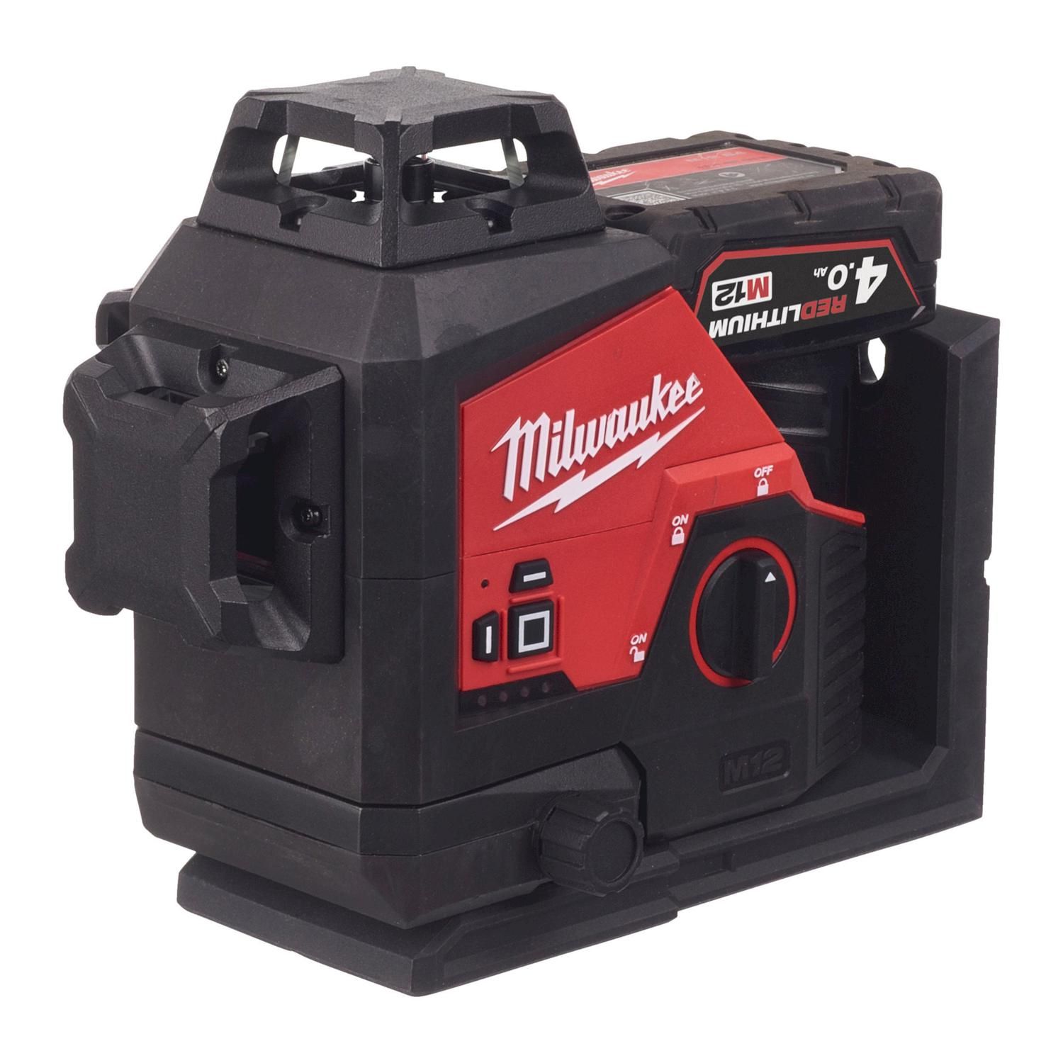 Milwaukee M12 3PL-401C Accu Kruislijnlaser 3x360° Groen 12V 4.0Ah in koffer - 4933478102