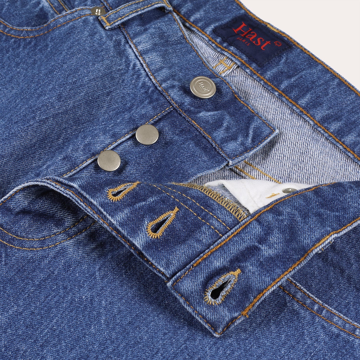 Washed blue jeans