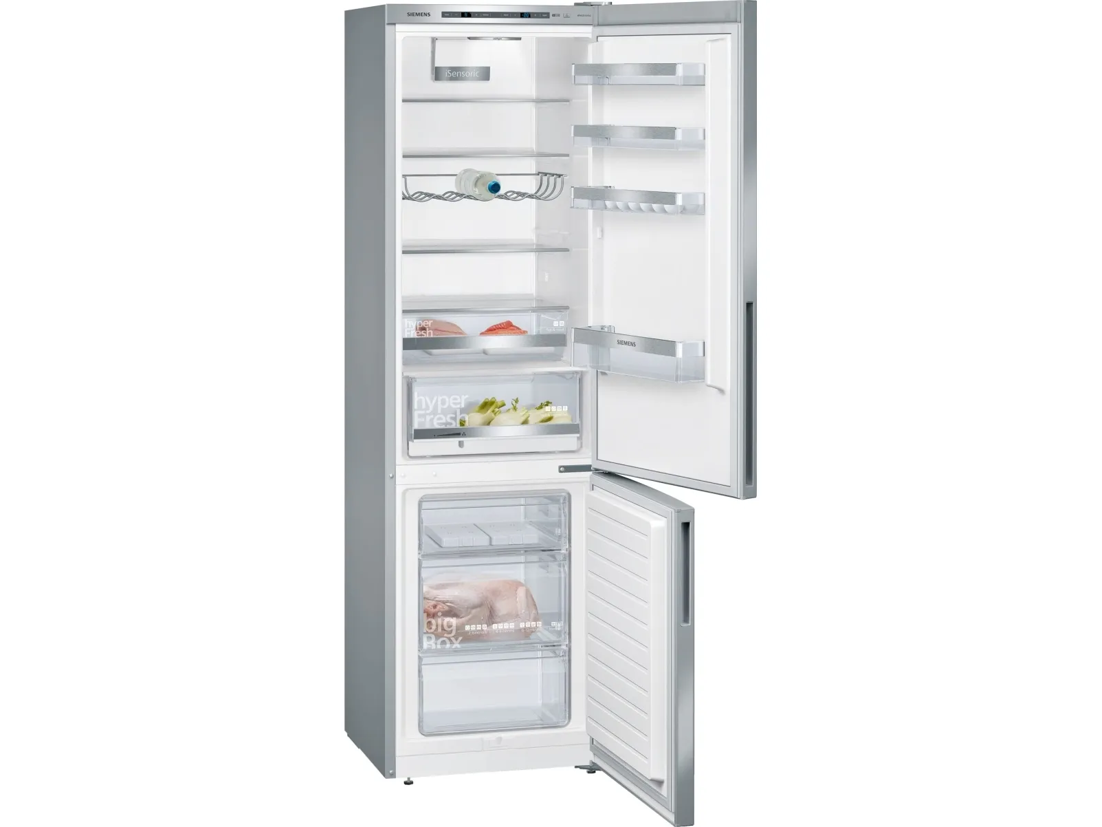 Siemens iQ500 KG39EAICA - Køleskab/fryser - bund-fryser - bredde: 60 cm - dybde: 65 cm - højde: 201 cm - 343 liter - Klasse C - rustfrit stål