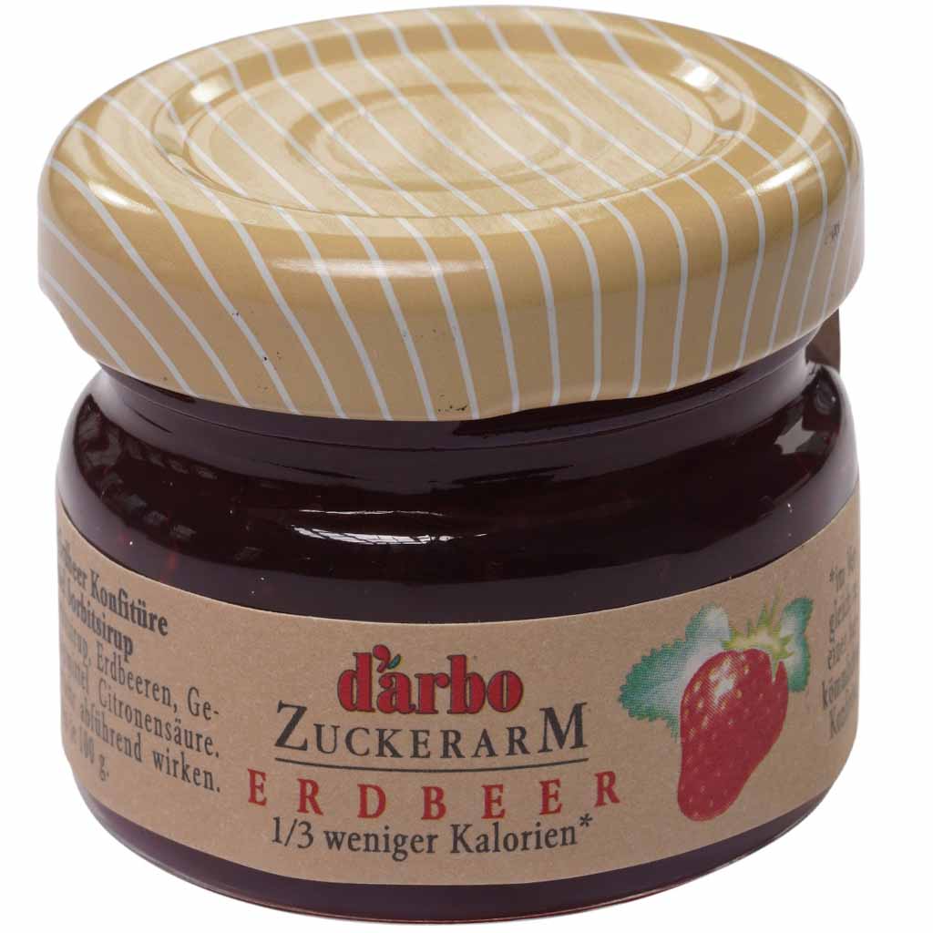 Darbo Fruchtaufstrich Zuckerarm Erdbeere Minigläser 60x28g=1680g MHD:7.10.26