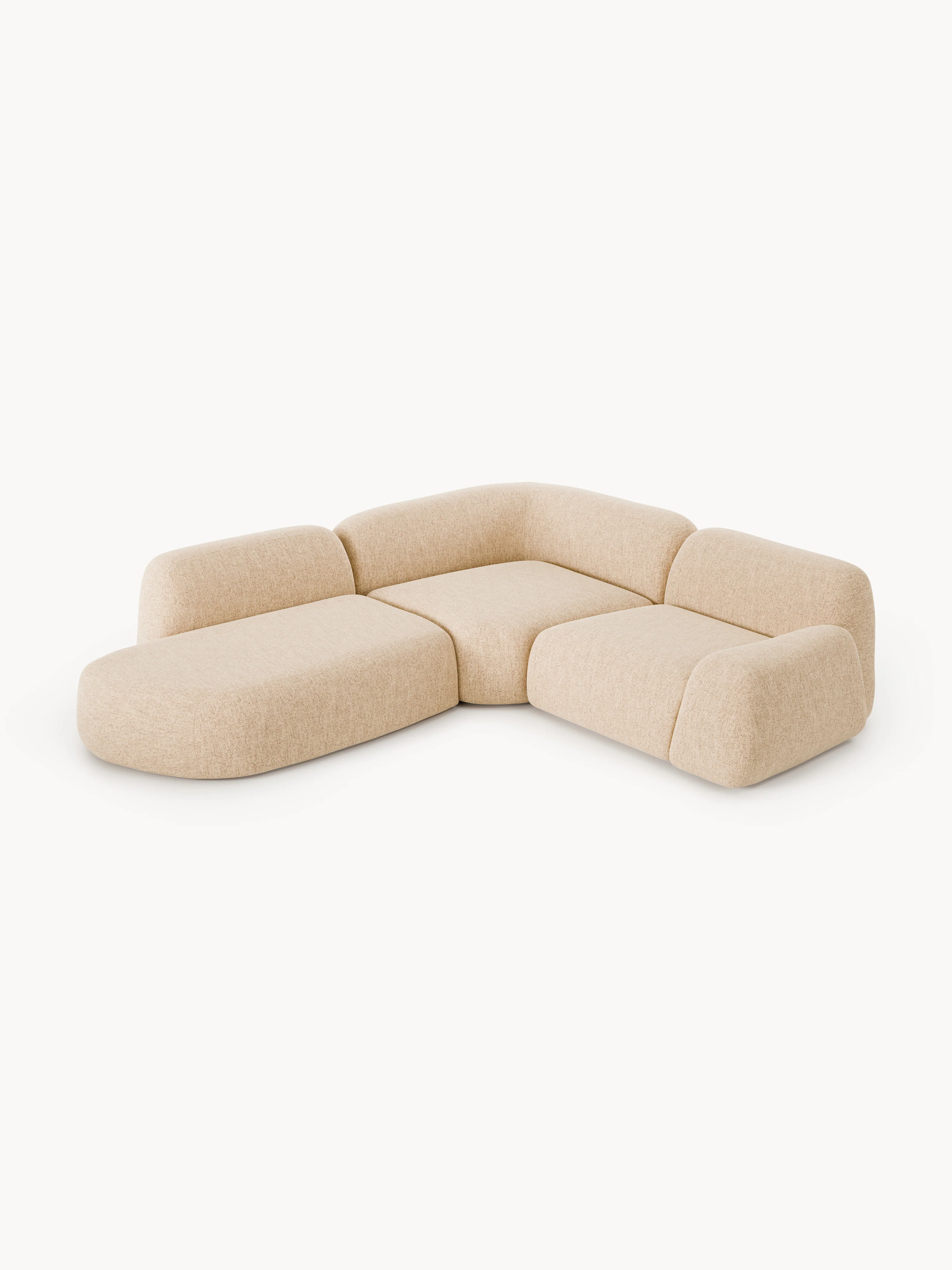 Modulaire bouclé hoekbank Wolke (4-zits) met chaise longue