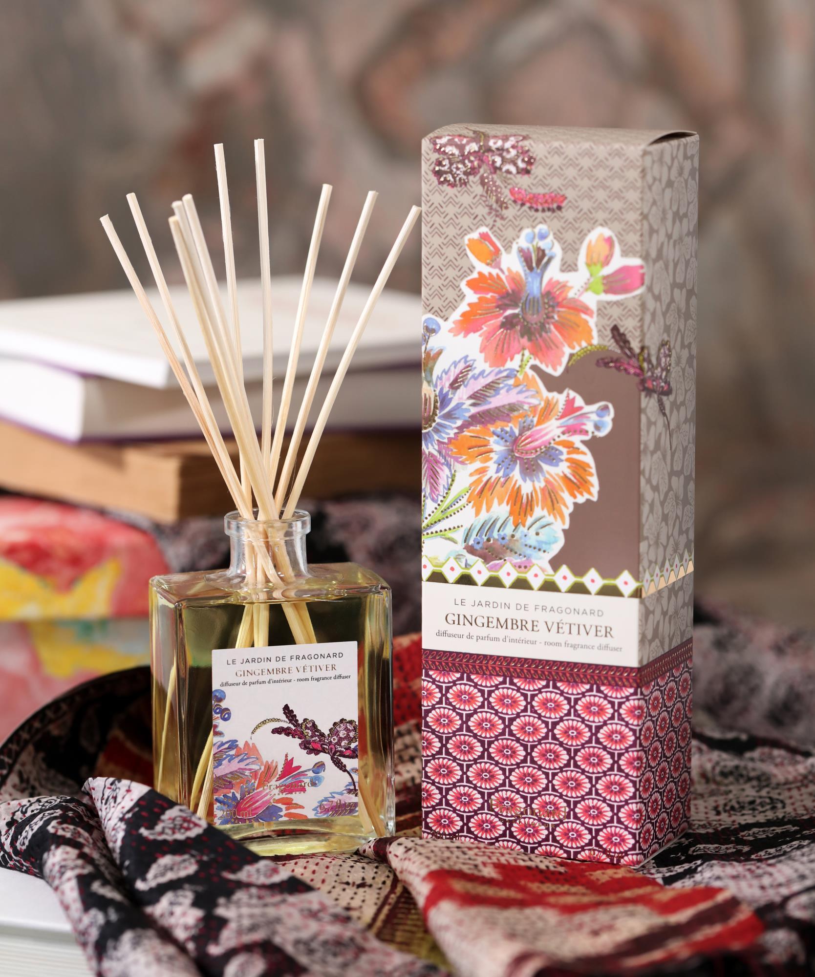 Gingembre Vétiver  Diffuseur + 10 bâtonnets - flacon 200 ml