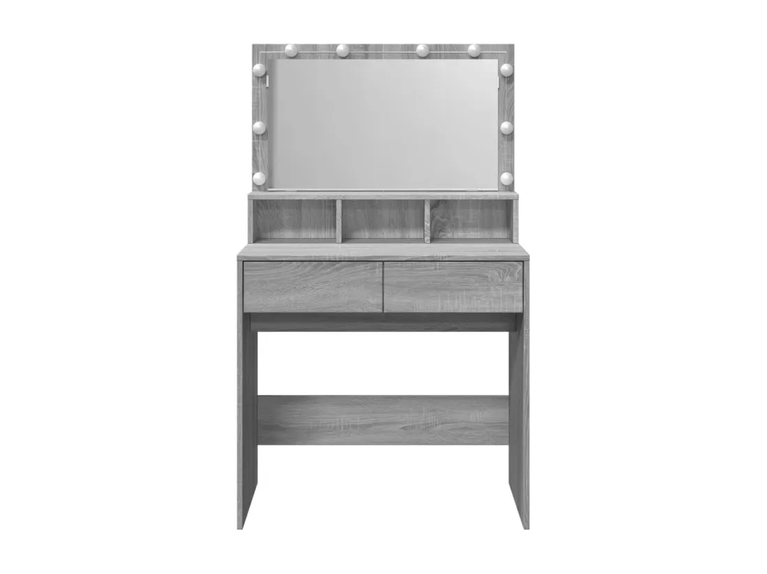 Coiffeuse avec LED sonoma gris 80x41x134,5 cm