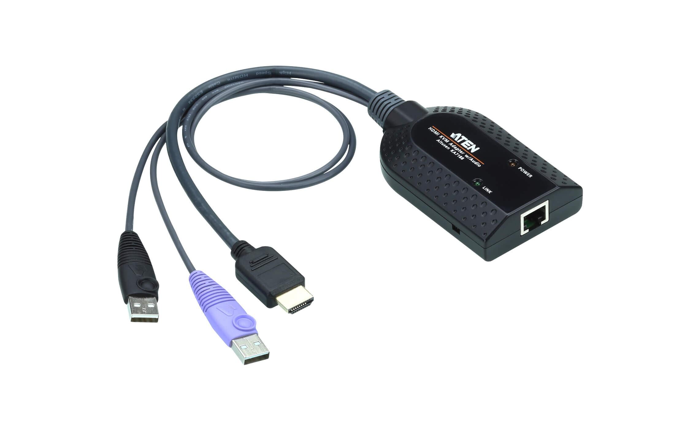 KVM-Kabel KA7188 HDMI<br>USB HDMI Virtual Media KVM Adapter (unterstützt Smart Card Leser und Audio De-Embedder)