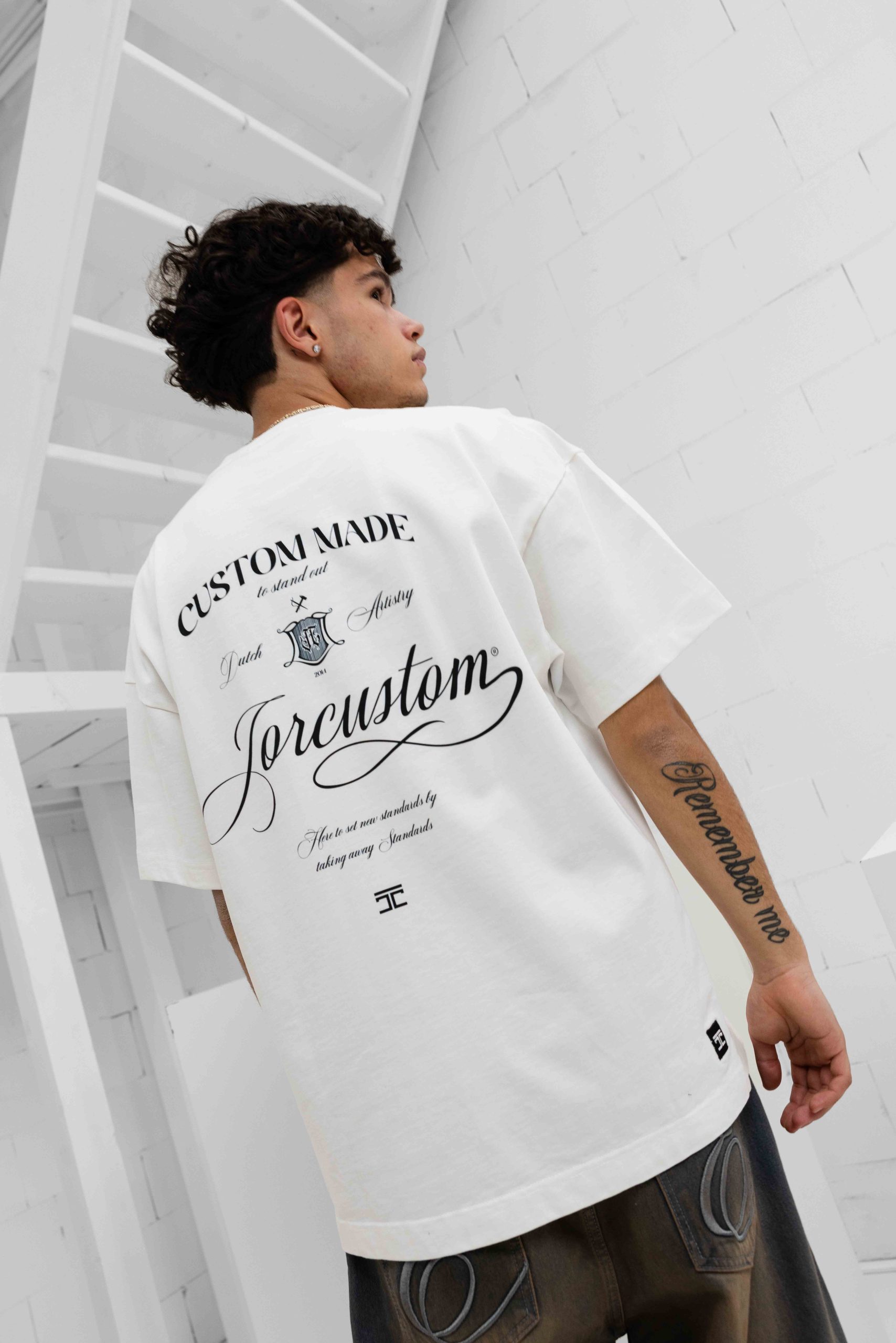 Jorcustom Handscript Loose Fit T-Shirt Heren Wit