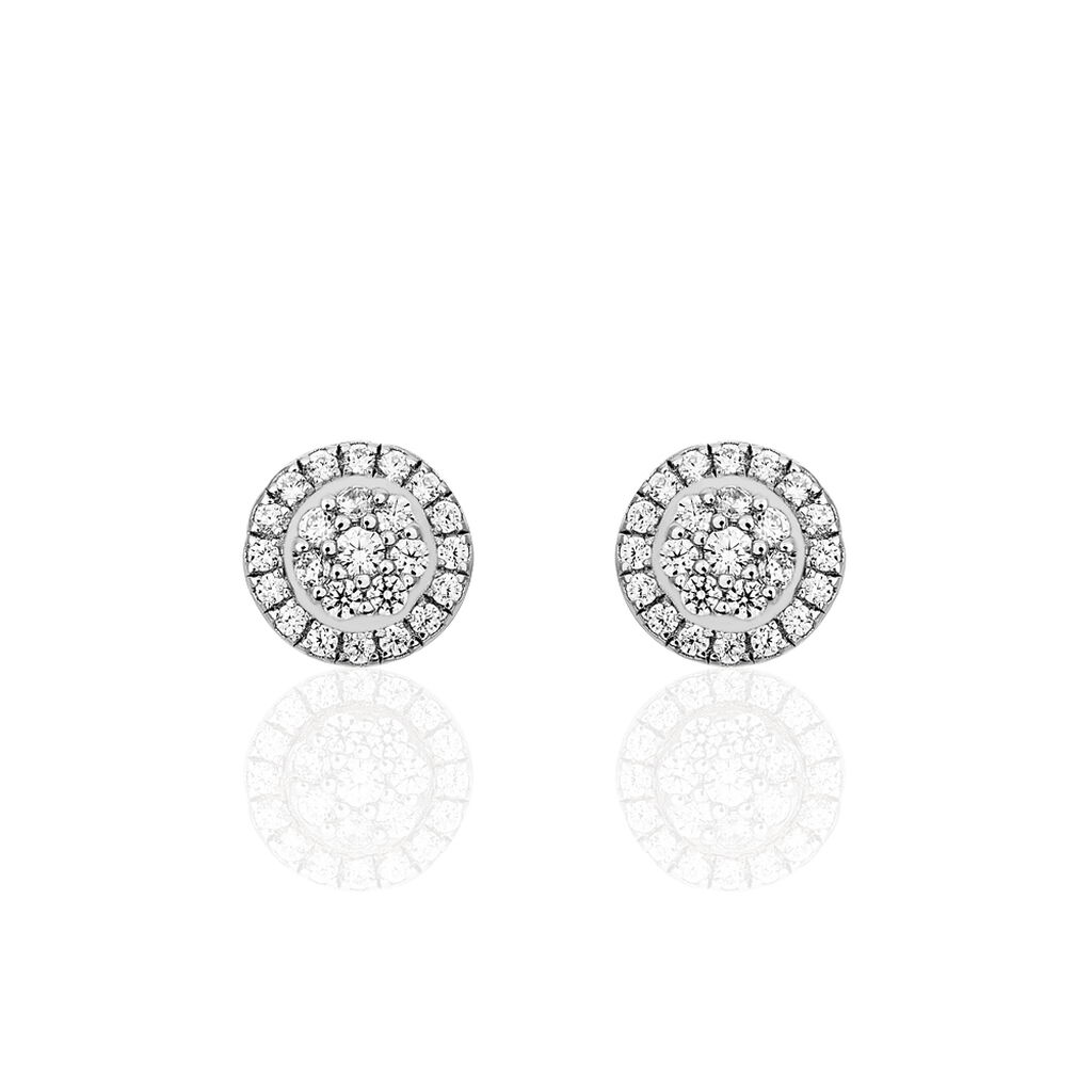Boucles D'oreilles Puces Verane Argent Blanc Oxyde De Zirconium