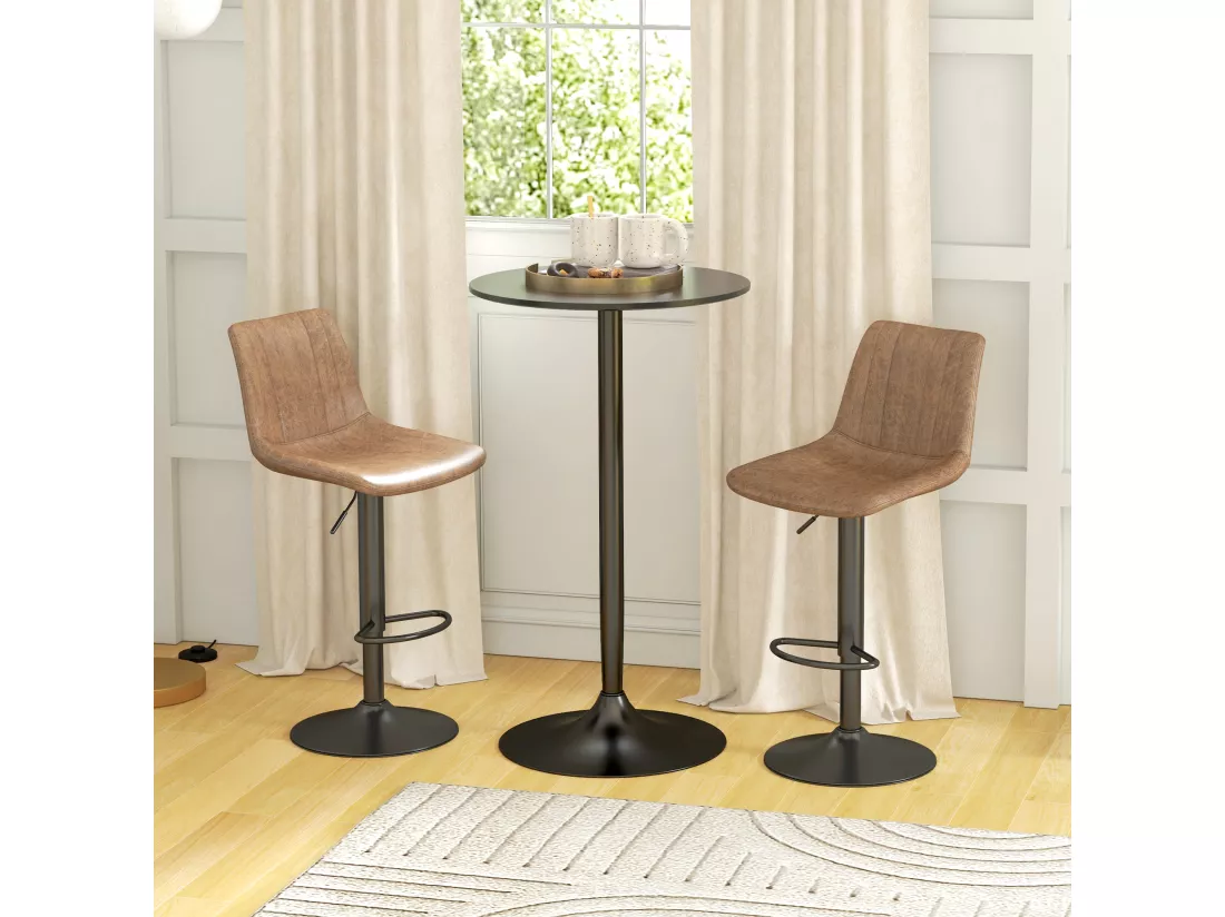 Table de bar ronde style contemporain dim. 60L x 60l x 102H cm noir