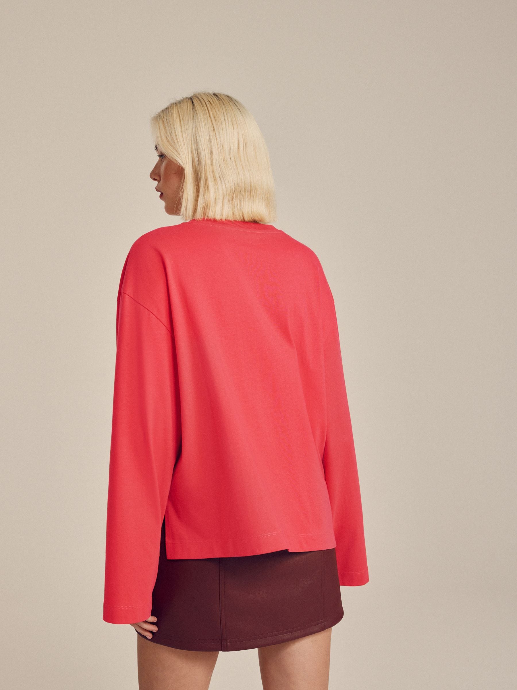 Rood - Kerstmis Santa Baby Top met Lange Mouwen en Ronde Hals