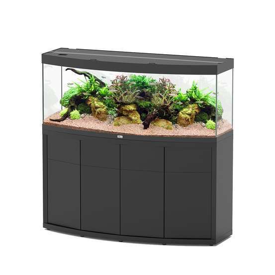 Aquarium et Meuble 4 portes Sublime Horizon Led Noir L.150,2xP.53,7cm